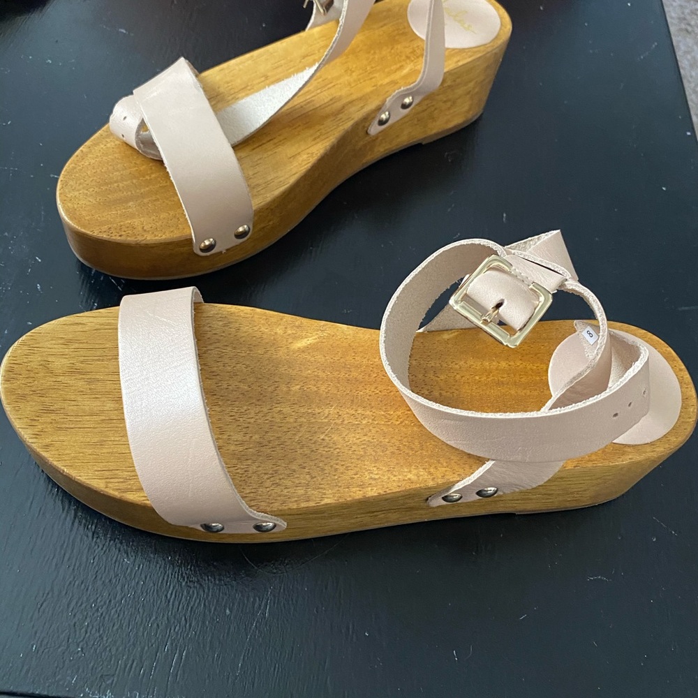 Pastel sandal wedges never been worn!